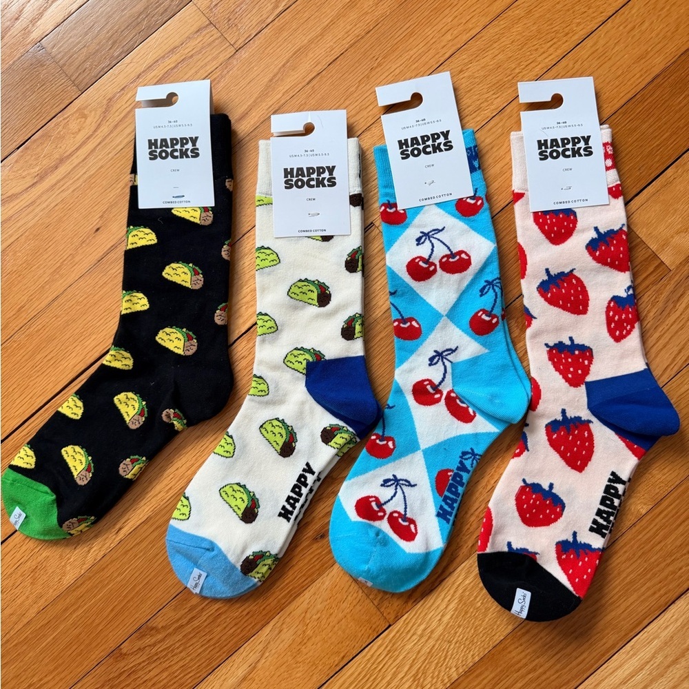 Happy Socks Men's Fun Fruit and Taco Socks Set